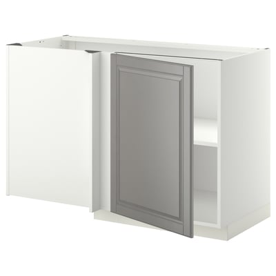 METOD Mueble inferior esquinero, blanco/Bodbyn gris, 128x68 cm
