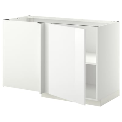 METOD Mueble inferior esquinero, blanco/Ringhult blanco, 128x68 cm