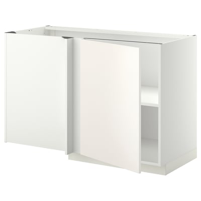 METOD Mueble inferior esquinero, blanco/Veddinge blanco, 128x68 cm