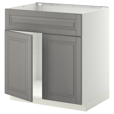 METOD Mueble para lavaplatos + 2 puertas, blanco/Bodbyn gris, 80x60 cm