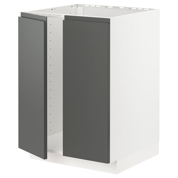 METOD Mueble para lavaplatos, 2 puertas, blanco/Voxtorp gris oscuro, 60x60 cm