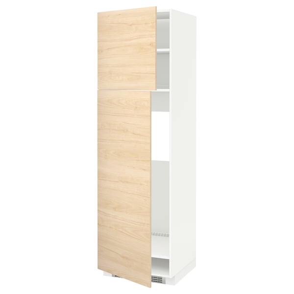 METOD Mueble para nevera con 2 puertas, blanco/Askersund Efecto fresno claro, 60x60x200 cm