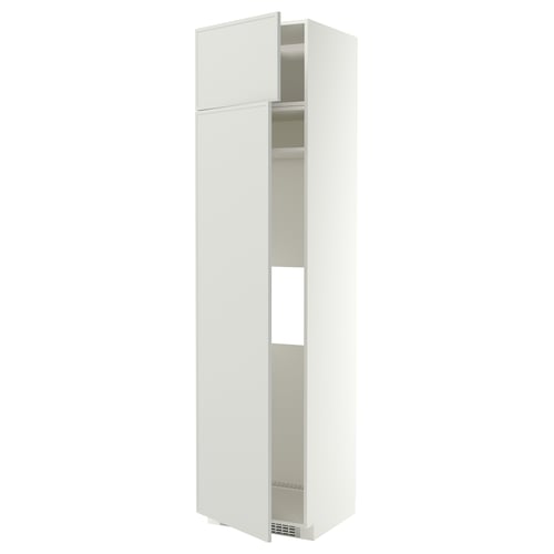 METOD Mueble para nevera con 2 puertas, blanco/Aspudden gris claro, 60x60x240 cm