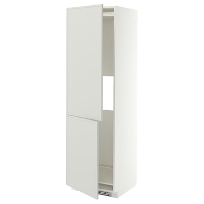 METOD Mueble para nevera con 2 puertas, blanco/Aspudden gris claro, 60x60x200 cm