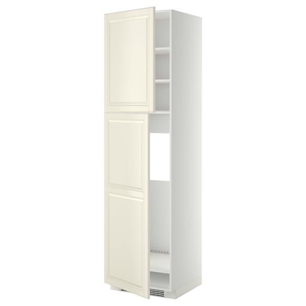 METOD Mueble para nevera con 2 puertas, blanco/Bodbyn blanco hueso, 60x60x220 cm