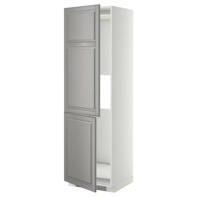 METOD Mueble para nevera con 2 puertas, blanco/Bodbyn gris, 60x60x200 cm