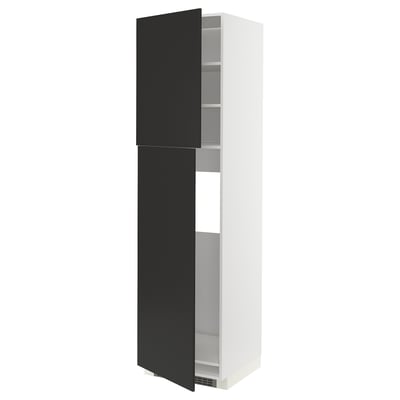 METOD Mueble para nevera con 2 puertas, blanco/Nickebo Antracita mate, 60x60x220 cm