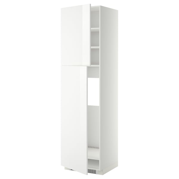METOD Mueble para nevera con 2 puertas, blanco/Ringhult blanco, 60x60x220 cm