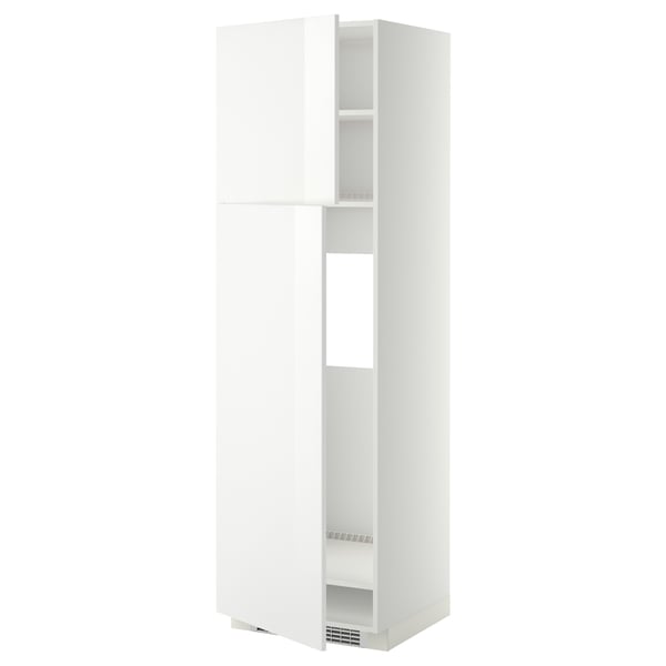 METOD Mueble para nevera con 2 puertas, blanco/Ringhult blanco, 60x60x200 cm