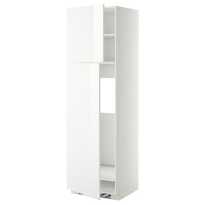 METOD Mueble para nevera con 2 puertas, blanco/Ringhult blanco, 60x60x200 cm