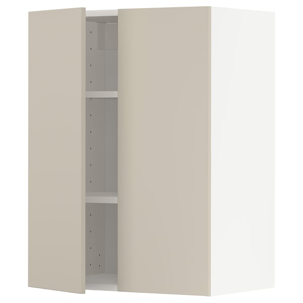 METOD Mueble pared+entrepaños y 2 puertas, blanco/Havstorp beige, 60x80 cm