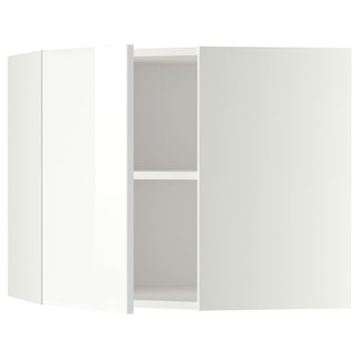 METOD Mueble pared esquinero + entrepaños, blanco/Ringhult blanco, 68x60 cm