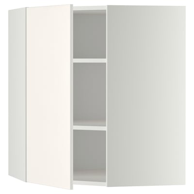 METOD Mueble pared esquinero + entrepaños, blanco/Veddinge blanco, 68x80 cm