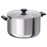 MIDDAGSMAT Olla con tapa, vidrio incoloro/Acero inoxidable, 10 l