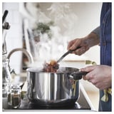MIDDAGSMAT Olla con tapa, vidrio incoloro/Acero inoxidable, 5 l