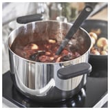 MIDDAGSMAT Olla con tapa, vidrio incoloro/Acero inoxidable, 5 l
