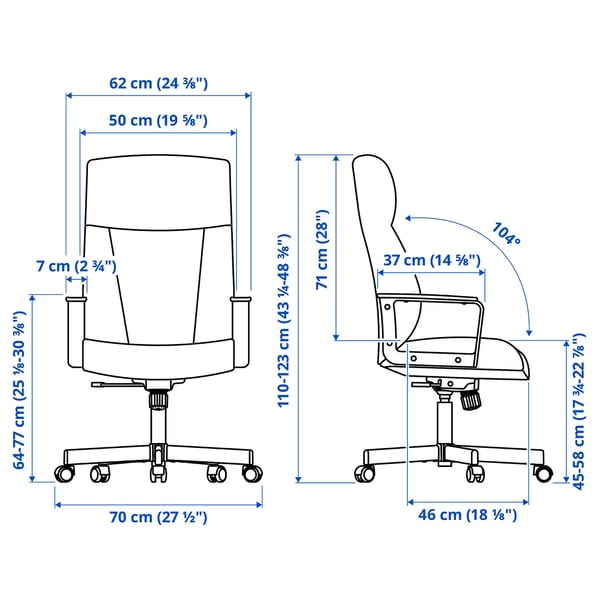 MILLBERGET Silla de trabajo giratoria, Murum café dorado