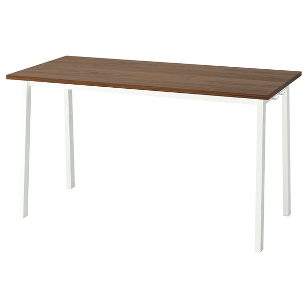 MITTZON Mesa de reuniones, Chapa nogal/blanco, 140x68x75 cm