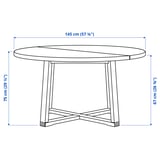 MÖRBYLÅNGA / GRÖNSTA Mesa y 4 sillas con reposabrazos, Chapa de roble tinturado café/blanco, 145 cm