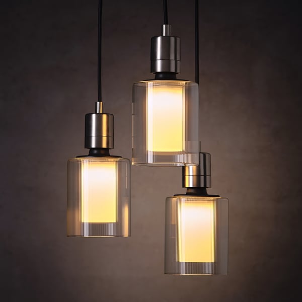 MOLNART Bombilla LED E27 150 lúmenes, cilindro Vidrio/Rayas, 110 mm