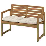 NÄMMARÖ Butaco con espaldar y cojines, tinturado café claro/Kuddarna gris beige