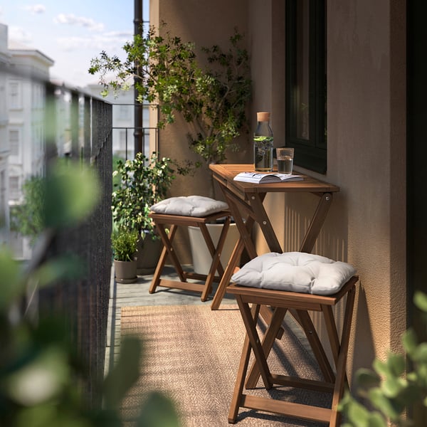 NÄMMARÖ Mesa plegable, tinturado café claro, 108x37 cm