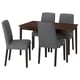 NÄSINGE / BERGMUND Juego de comedor 4 puestos, café oscuro lámina de haya teñida/Gunnared gris negro, 130x80 cm
