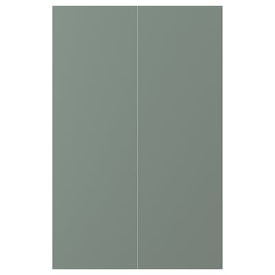 NICKEBO Puerta mueble inferior esquina 2 un, Mate verde grisáceo, 25x80 cm