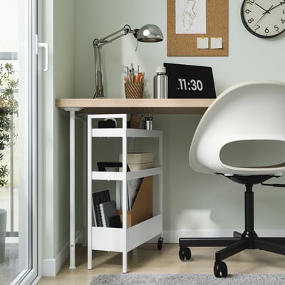 NISSAFORS Carrito, blanco, 50.5x19x67 cm