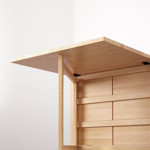 NORDEN / FRÖSVI Juego de comedor 4 puestos, abedul/Knisa gris oscuro, 26/89/152 cm