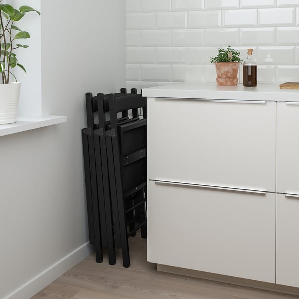NORDEN / FRÖSVI Juego de comedor 4 puestos, abedul/Knisa gris oscuro, 26/89/152 cm