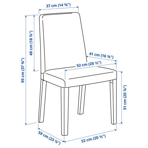 NORDVIKEN / BERGMUND Juego de comedor 4 puestos, negro/Ryrane azul oscuro, 152/223 cm