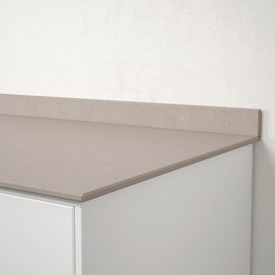 ODENSBERG Mesón a medida, gris claro mate/beige/efecto piedra cuarzo, 1 m²x1.2 cm