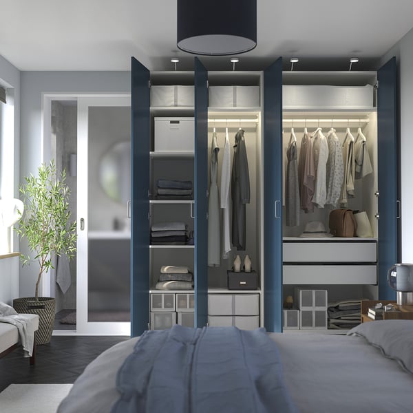 PAX / FYRUDDEN Combinación de clóset, blanco/azul, 200x60x236 cm