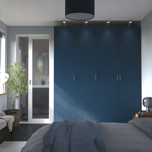 PAX / FYRUDDEN Combinación de clóset, blanco/azul, 200x60x236 cm