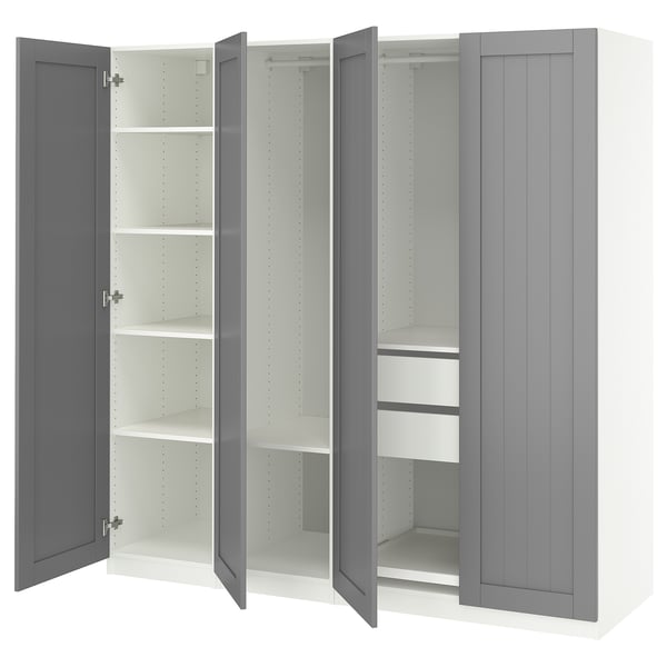 PAX / GULLABERG Combinación de clóset, blanco/gris, 200x60x201 cm