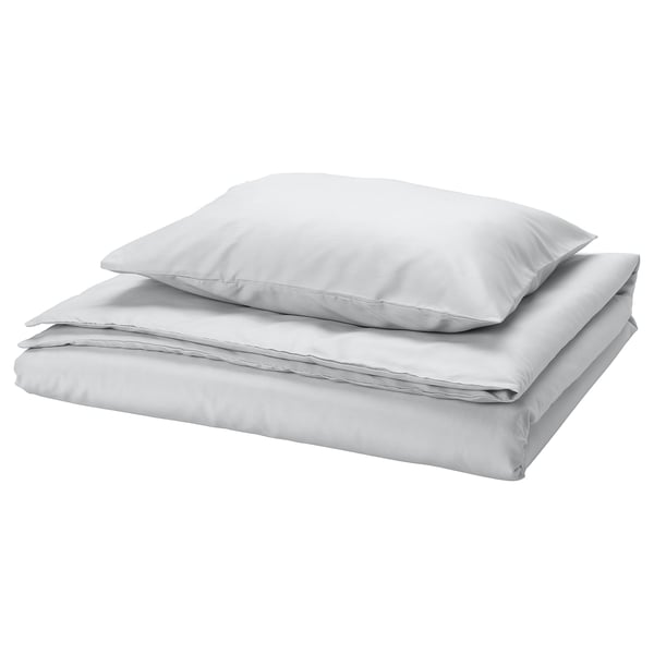 PILTANDVINGE Funda de plumón y funda almohada, gris, 150x200/50x60 cm