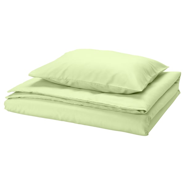 PILTANDVINGE Funda de plumón y funda almohada, verde claro, 150x200/50x60 cm