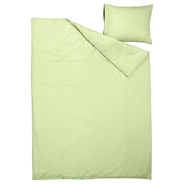 PILTANDVINGE Funda de plumón y funda almohada, verde claro, 150x200/50x60 cm