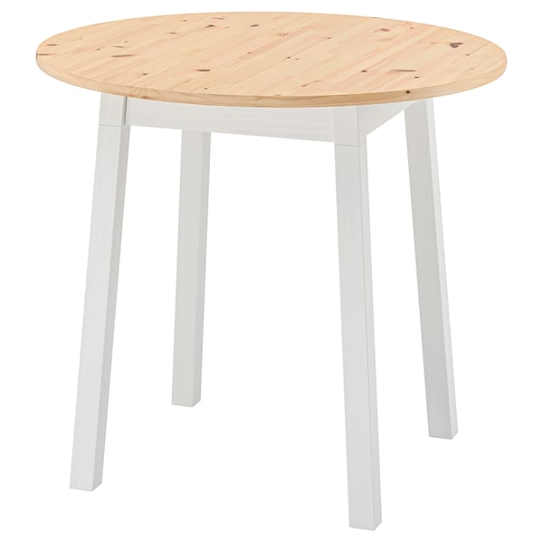 PINNTORP Mesa, tinturado café claro/tinturado blanco pino, 85 cm