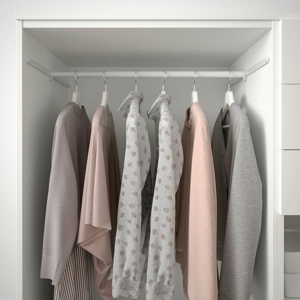 PLATSA Armario 4 puertas y 3 cajones, blanco FONNES blanco/SANNIDAL blanco, 240x57x123 cm