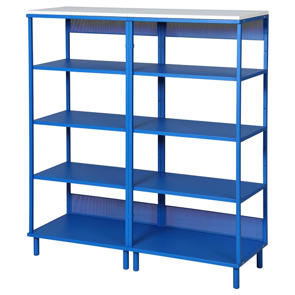 PLATSA Estantería, blanco/azul, 120x42x133 cm