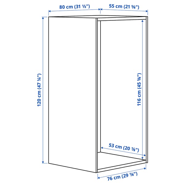 PLATSA Marco, blanco, 80x55x120 cm