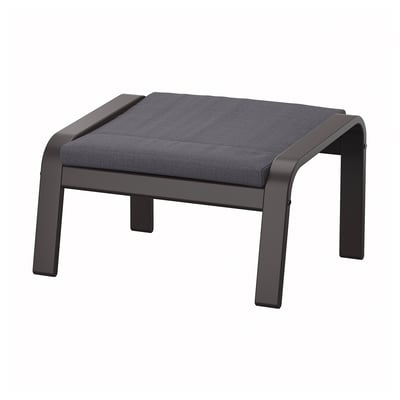 POÄNG Apoyapies, negro con café/Skiftebo gris oscuro