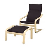 POÄNG Poltrona y reposapiés, Chapa abedul/Knisa negro