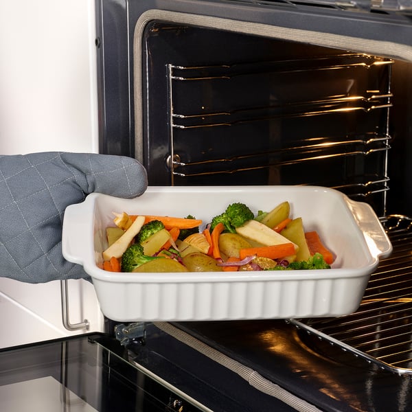 POETISK Recipiente / refractario para horno, blanco hueso, 34x23 cm