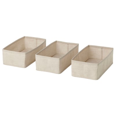 PURRPINGLA Cajas, set de 3, Textil/beige, 20x38x12 cm
