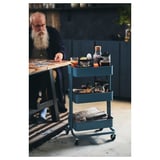 RÅSKOG Carrito, azul grisáceo, 35x45x77 cm