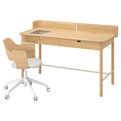 RIDSPÖ / FJÄLLBERGET Escritorio y silla, Roble beige