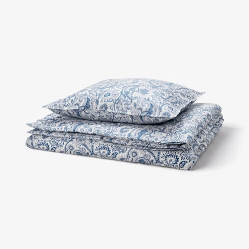 RODGERSIA Funda de plumón y funda almohada, azul/blanco, 150x200/50x60 cm